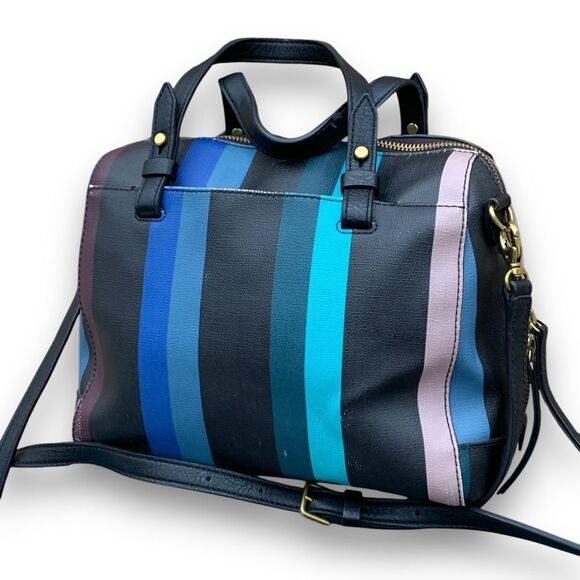 Fossil Sydney Striped Satchel Purse Handbag Multicolor Shoulder Crossbody Bag - Picture 5 of 13